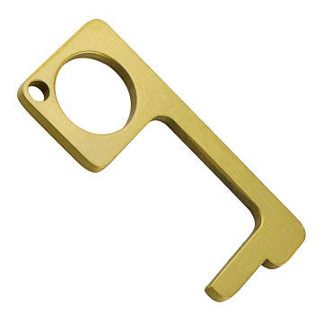 Custom Hands Free No Touch Prevention Zinc Alloy Edc Brass Door Opener Tool Metal Keychain